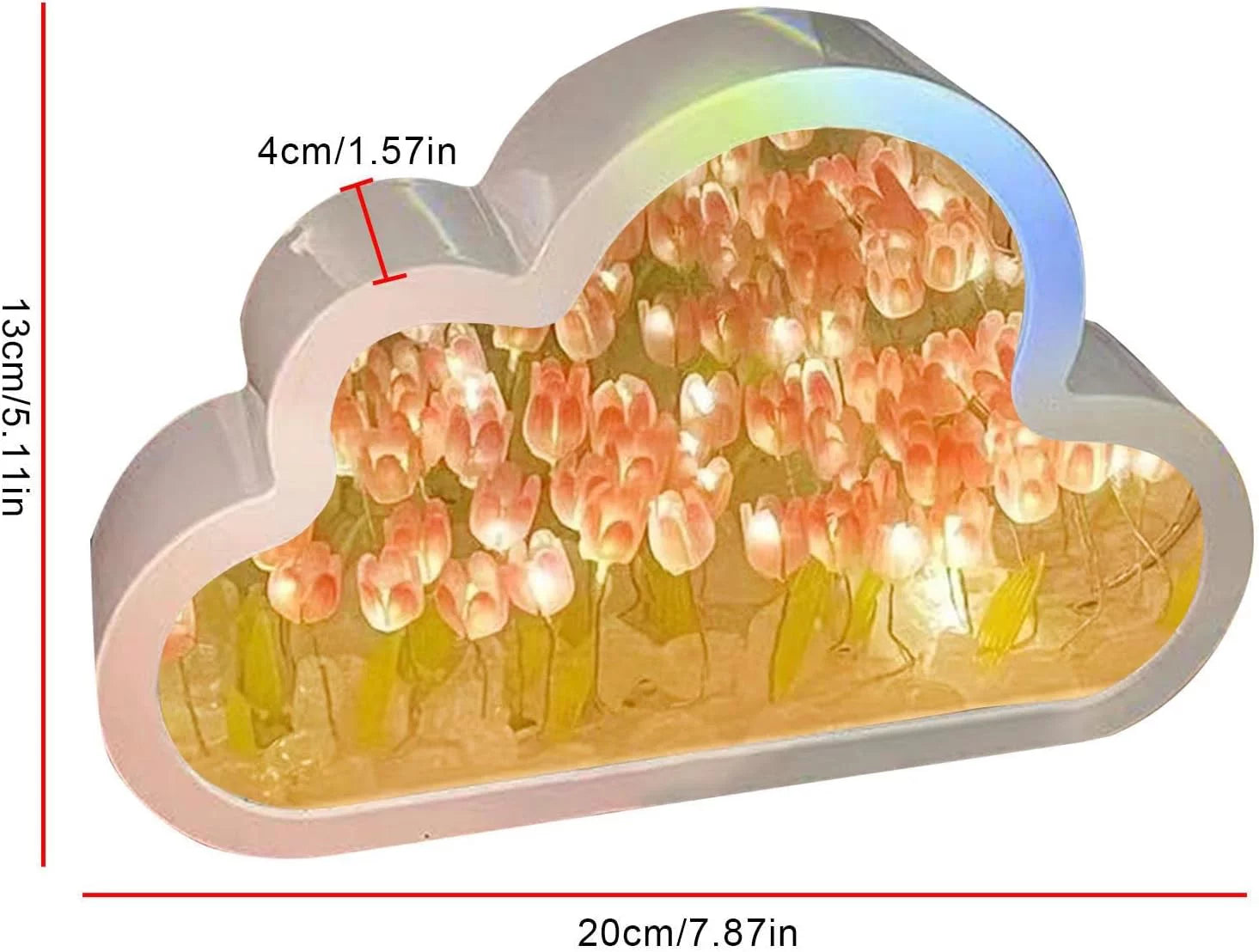 Cloud Mirror Tulip Lamp, Simulation Flower Bedroom Sleeping Table Lamp, Hand Craft DIY Tulips Mirror Night Light, Night Light for Bedroom,Creative Living Room Bedside Desktop Ornaments Girls (Purple)